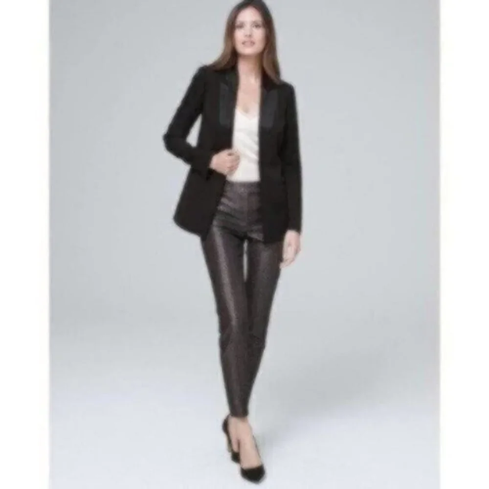 NWT White House Black Market Metallic-Jacquard Slim Ankle Pants - Picture 5 of 6